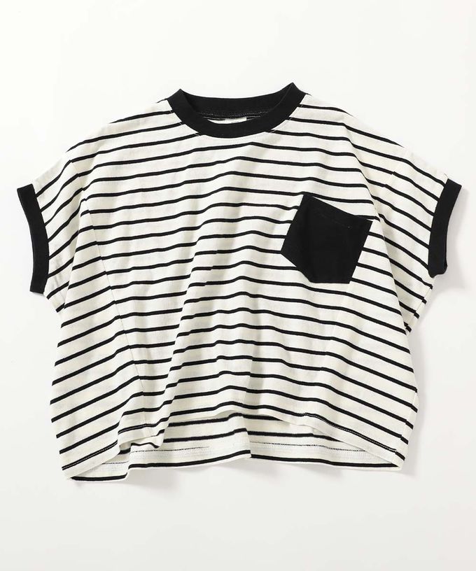 日本 devirock - 100%純棉落肩短袖上衣-藍綠