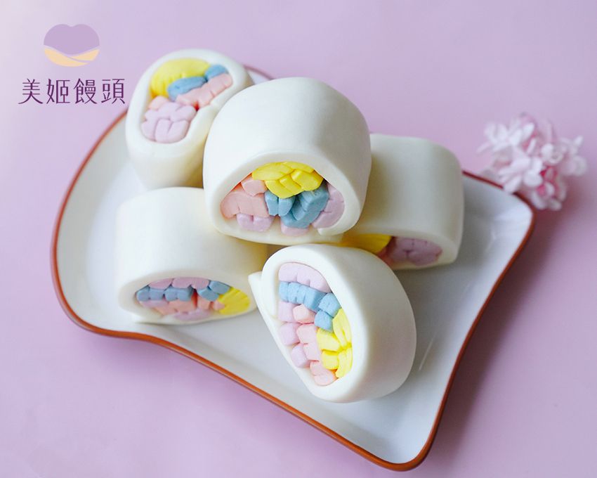 美姬饅頭 - 彩虹銀絲卷鮮乳造型饅頭 (6入)-50g