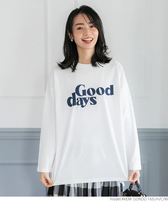 日本 COCA - 圓領印花長版薄長袖上衣-印花E款