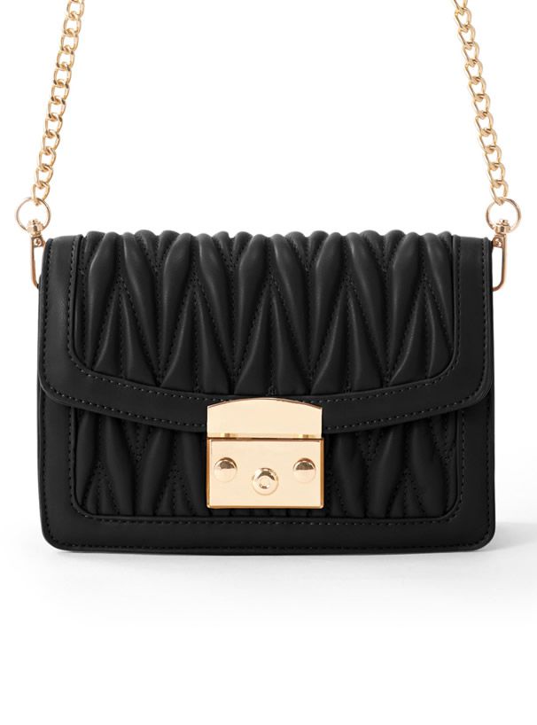 日本 GRL - 立體抓皺金屬小方包/側背包-凱莉綠 (F)