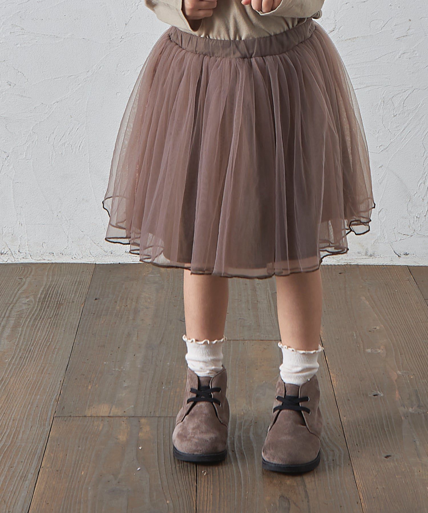 日本 PAIRMANON - 小精靈薄紗澎澎裙(附安全褲)-淺灰