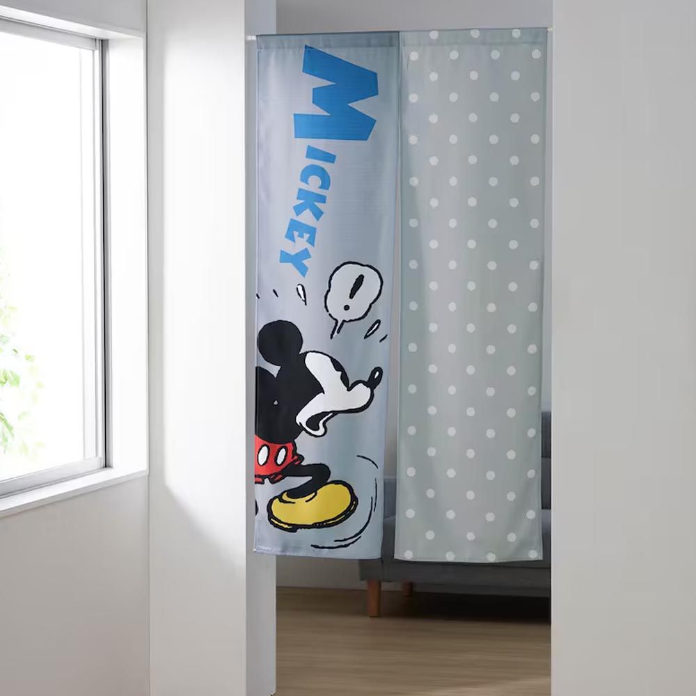 日本千趣會 - 迪士尼 印花可機洗門簾-驚訝米奇-藍灰