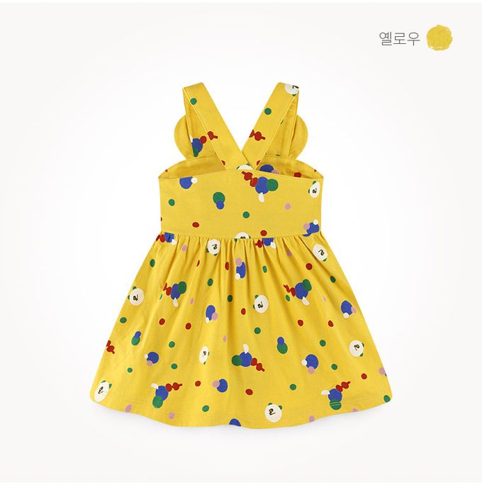 韓國 milk mile - 彩色點點吊帶洋裝-黃
