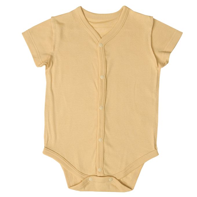 akachan honpo - 短袖速乾包屁衣2件組-前開式 氣球-黃色