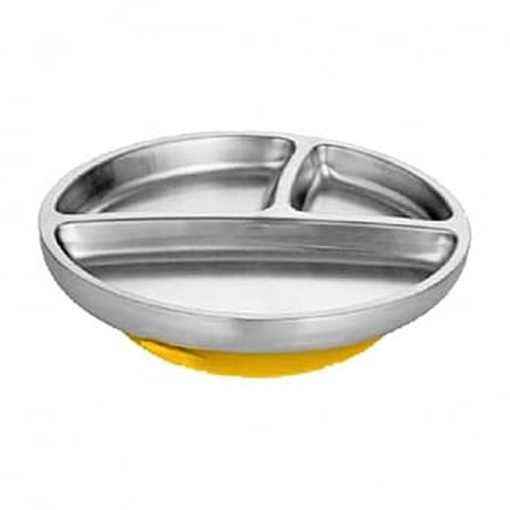 Avanchy - 雙層不鏽鋼-吸盤式餐盤-黃