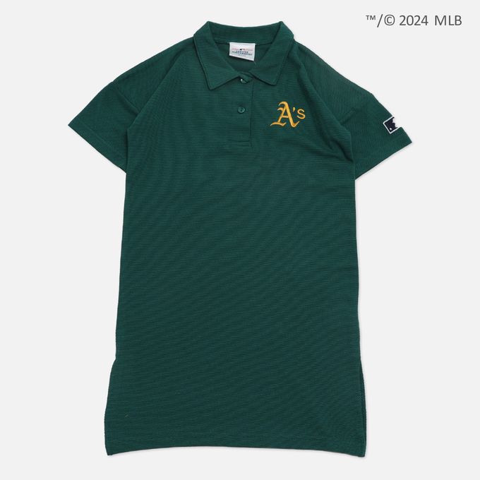 日本 Chil2 - MLB聯名 polo衫短袖洋裝-奧克蘭運動家-濃綠