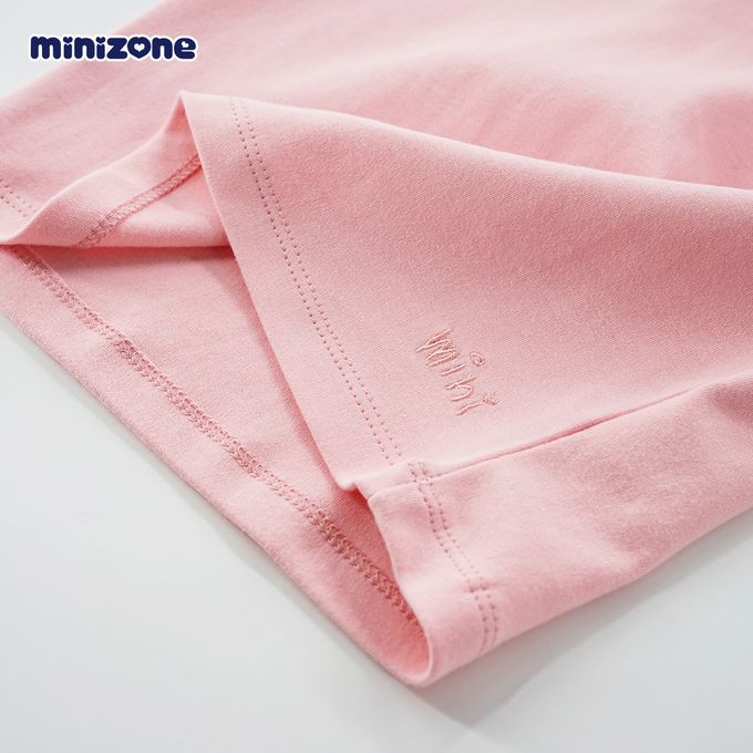 Minizone - 甜美荷葉領素色長袖T恤-藍色