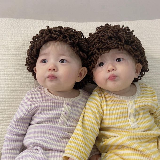 Vanibaby - 男寶寶假髮毛線帽(頭圍37-45cm/適合0-12個月)-爆炸頭款