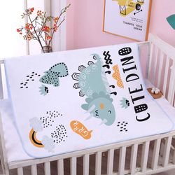 Vanibaby - 防水墊 70*90cm純棉防水透氣隔尿墊(適合90~120cm長的嬰兒床)-恐龍款