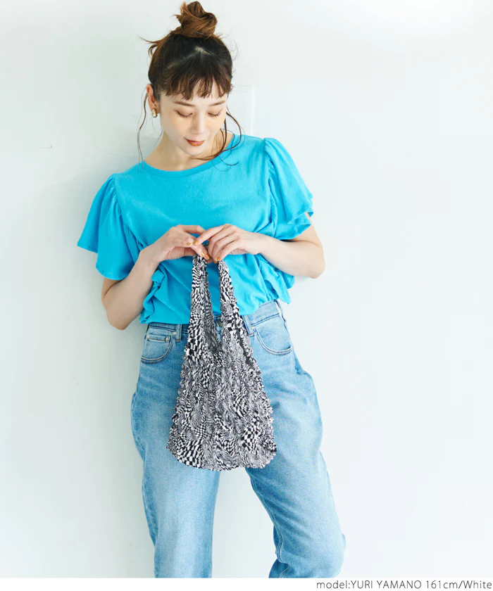 日本 COCA - 泡泡皺褶伸縮容量環保袋-手提/肩背款-暗夜海洋