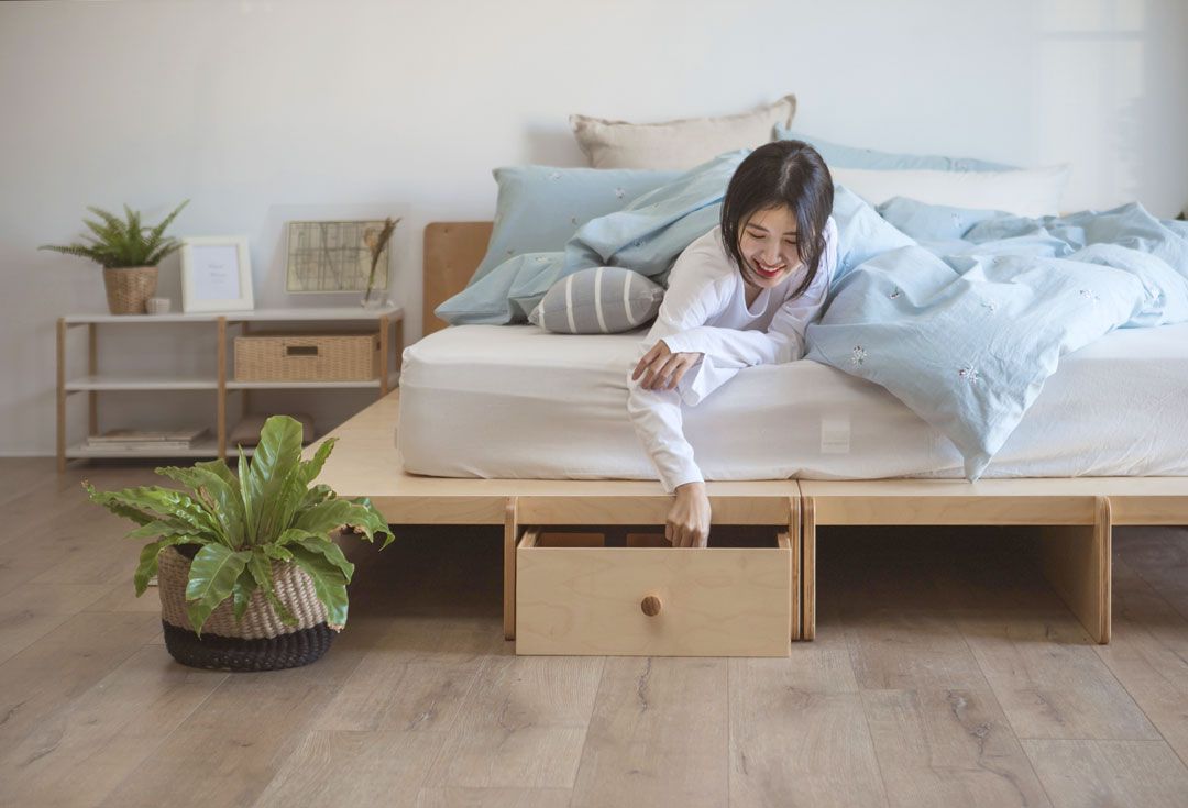 走走家具 - 床架配件-床底置物木箱-原木色 (44.5 /74 / 18.5 (cm))