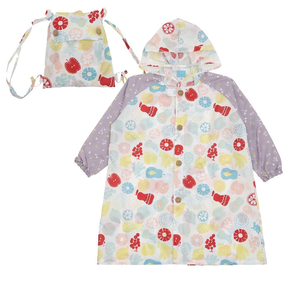 日本 kukka hippo - 兒童雨衣(附收納袋)-水果世界