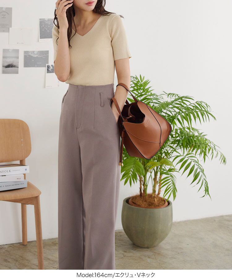 日本 Kobe Lettuce - 百搭羅紋短袖上衣(領型可選)-淺綠