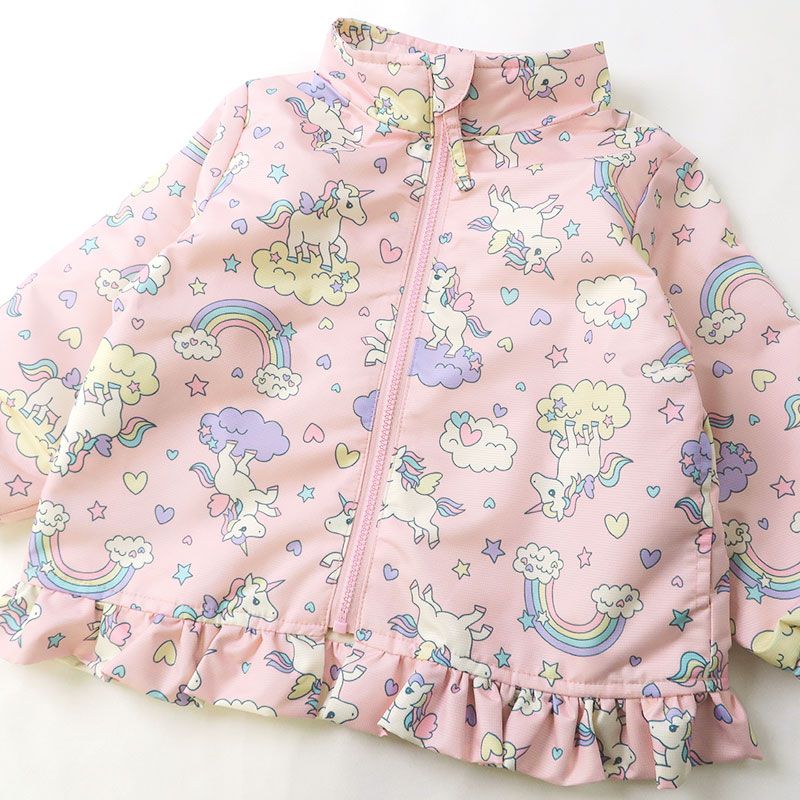 日本 ZOOLAND - 撥水加工 防風刷毛鋪棉外套-熊熊大集合-藍x卡其