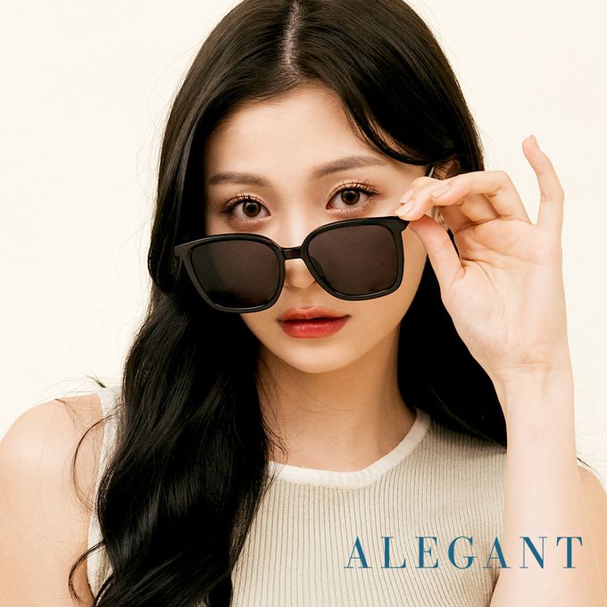 ALEGANT - 雅藝黑復古風格輕量橢圓方框墨鏡│UV400太陽眼鏡