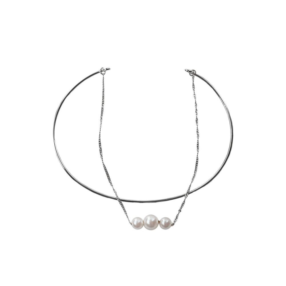 日本製 柔美細緻雙層手鏈-三顆珍珠-銀