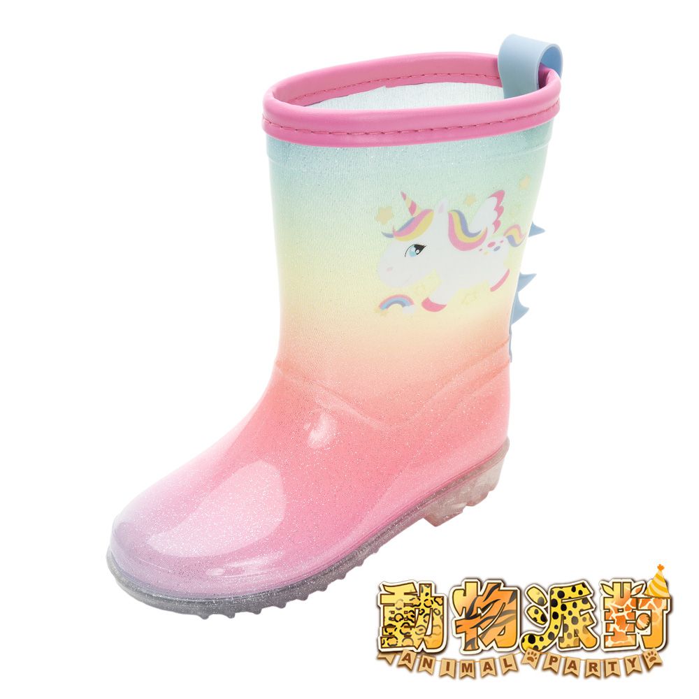 動物派對 童鞋 雨鞋 ASKL40373-鞋面防水，雨天必備-彩虹粉-(中大童段)