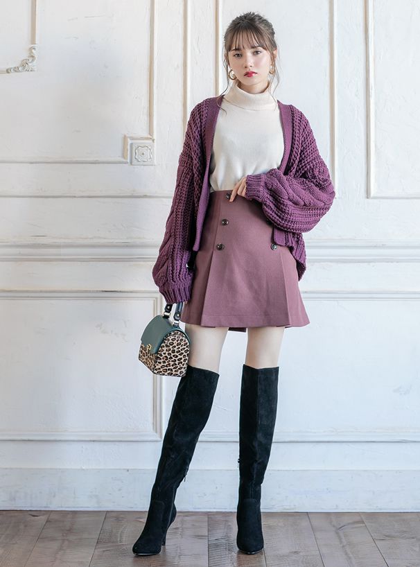 日本 GRL - 英倫風A字修身短裙-可可棕