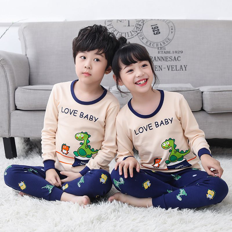 純棉兒童長袖家居服套裝-問號貓貓-橘紅+灰