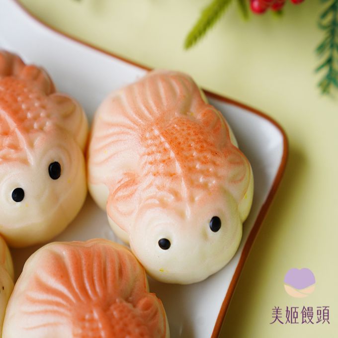 美姬饅頭 - 小金魚鮮乳造型紅豆包-50g/顆*6入裝
