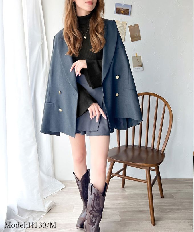 日本 Classical Elf - 羅紋修身高領喇叭袖上衣-白條紋-黑底