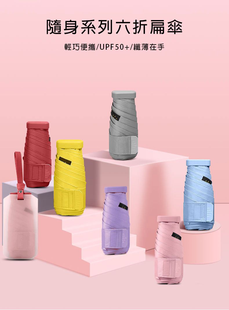 Beneunder - 六折迷你扁傘(附時尚手拿包)-高級灰