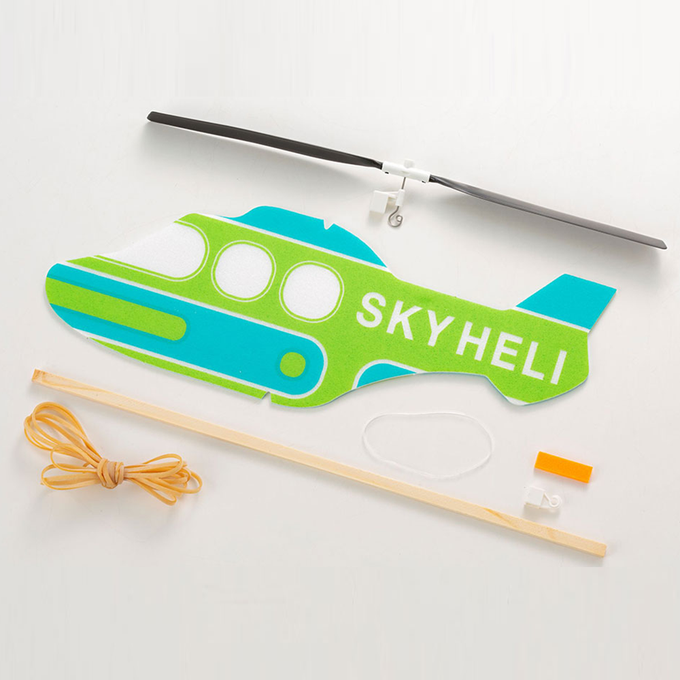 日本 AOZORA - 橡皮筋動力原理直升機-藍綠色(2入組)-藍綠色-2入組