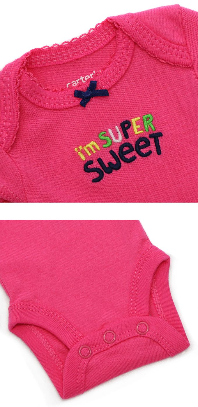 美國 Carter's - 小草莓貼布短袖背心包屁衣+長褲彌月3件組 (NB)