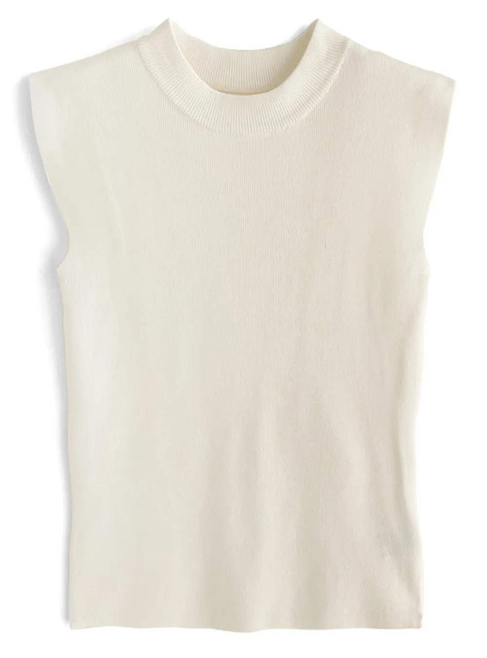 日本 GRL - 彈性薄針織顯瘦無袖上衣-天使白