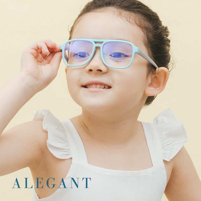 ALEGANT - 飛行樂園海藻藍兒童專用輕量矽膠彈性飛行員UV400濾藍光眼鏡