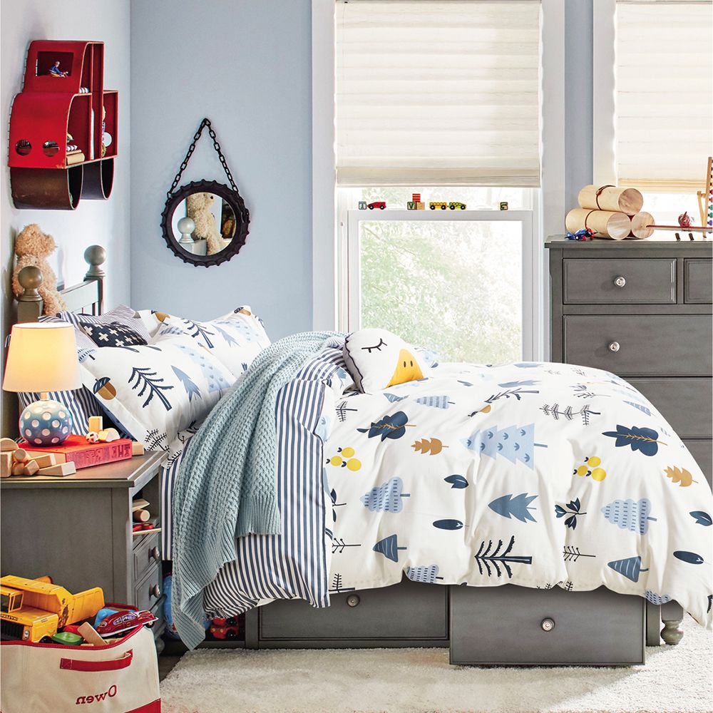 台灣製 極致純棉寢具組-月空樹林-加大四件式床包被套組