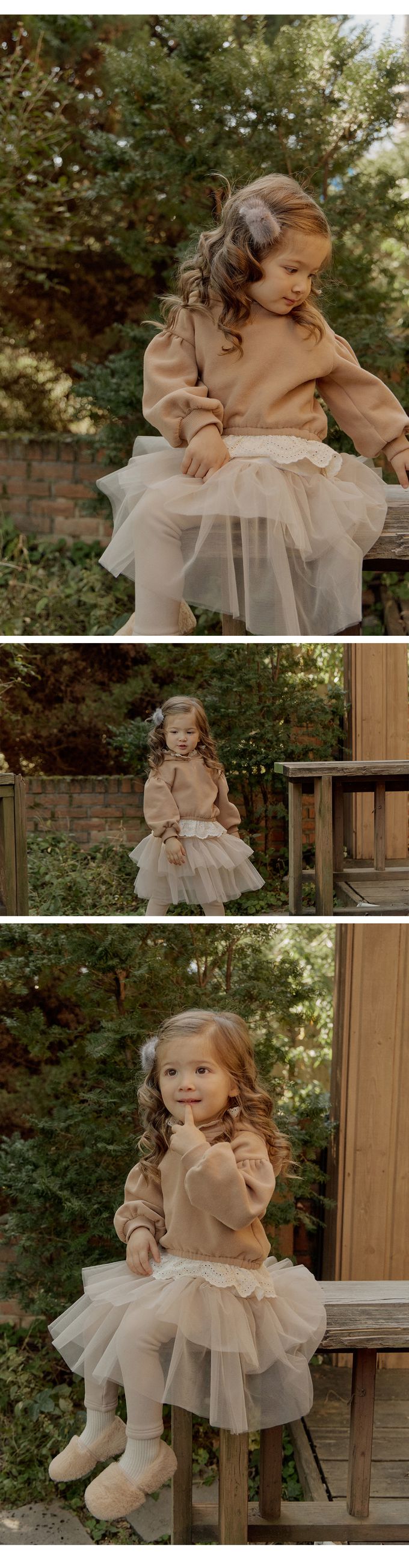 韓國 Puellaflo - 浪漫蝴蝶結裝飾網紗裙內搭褲-杏