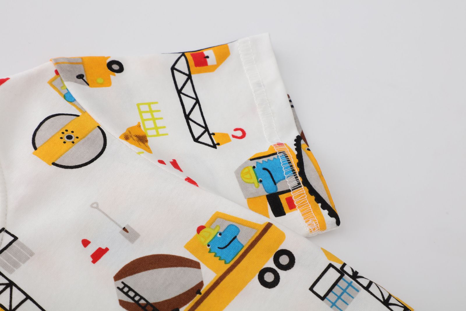 Jumping meters - 棉質圓領短袖上衣-工程車日常-白色