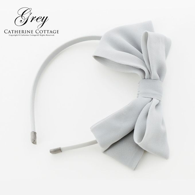 日本 Catherine Cottage - 優雅蝴蝶結雪紡緞帶髮箍-黑