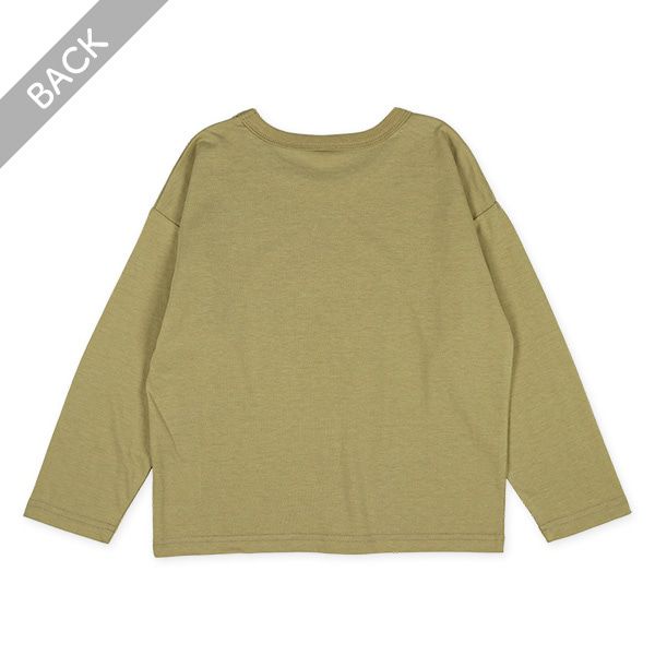 日本西松屋 - 圓領印花薄長袖上衣-復古車車-軍綠