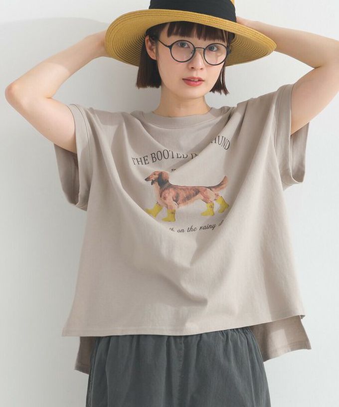 日本 Lupilien - 16OE天竺棉 臘腸狗印花短袖上衣-白