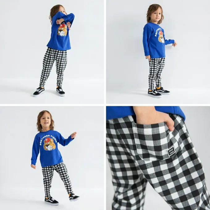 日本 BRANSHES - 彈力寬鬆上學好動長褲-愛心-象牙白