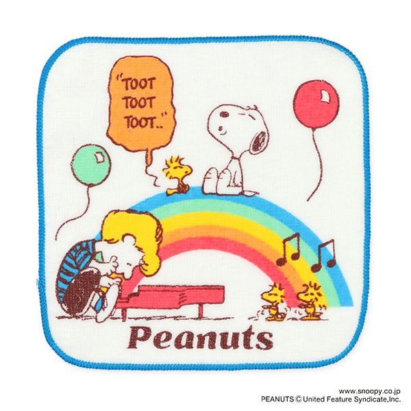 日本西松屋 - 純棉上學擦手巾/手帕(3入組)-史努比-彩虹/露營/擁抱 (16×16cm)