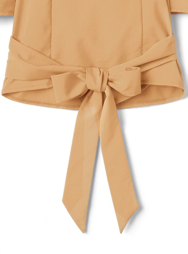 日本 GRL - 2way後腰綁帶交叉V領短袖澎澎上衣-時尚黑