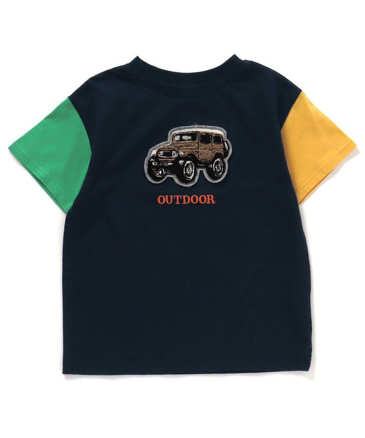 日本 BREEZE - 暑假來了立體印花短袖上衣-甲蟲-撞色袖黃