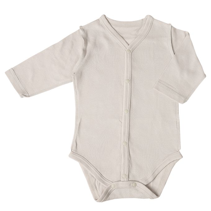 akachan honpo - 長袖前開式速乾包屁衣-2件組 星星-灰色