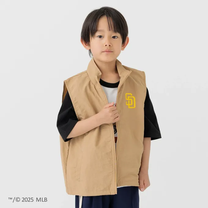 日本 Chil2 - MLB聯名 刺繡輕量尼龍背心-洛杉磯道奇-黑