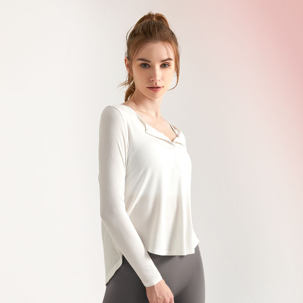 羅紋美型防曬運動罩衫-雪花白