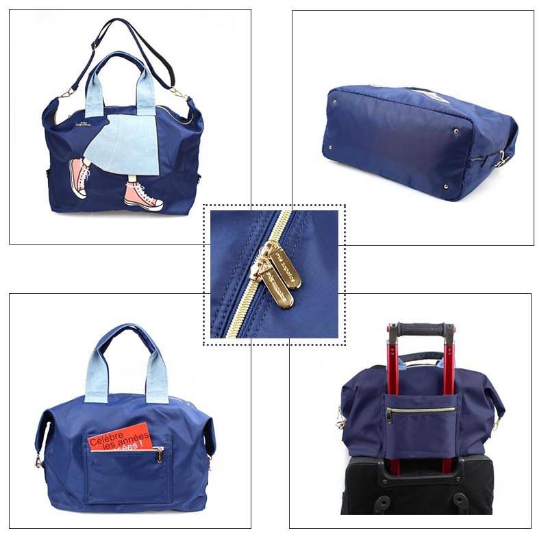 mis zapatos - 旅行款美腿包(尼龍)-牛仔裙-BR咖啡色 (36*41*20cm)