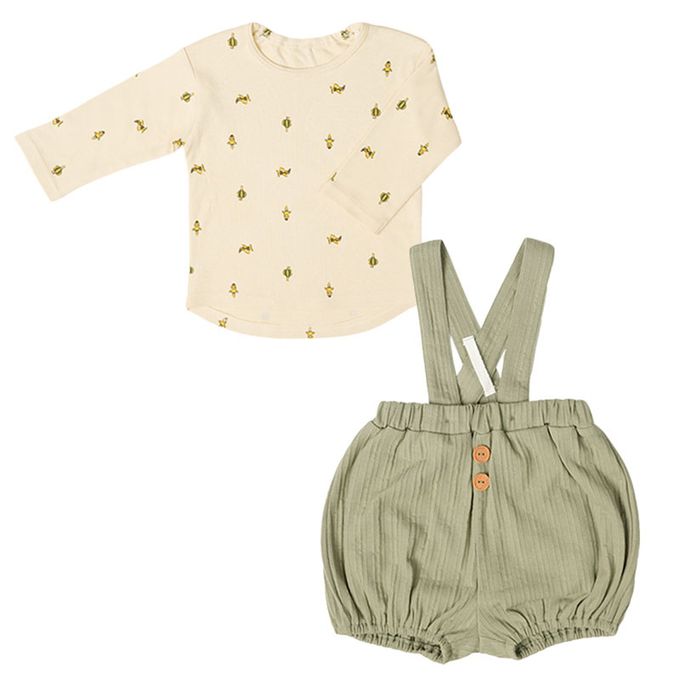 akachan honpo - 吊帶褲+T恤-綠色