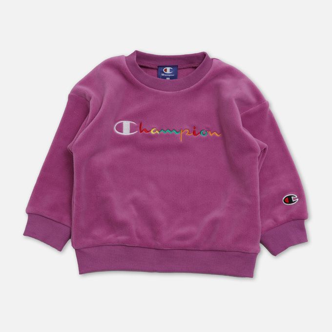 日本 Chil2 - Champion聯名 彩色logo搖粒絨長袖上衣-白