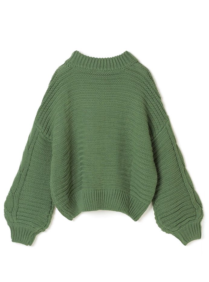 日本 GRL - 小高領麻花針織毛衣-杏