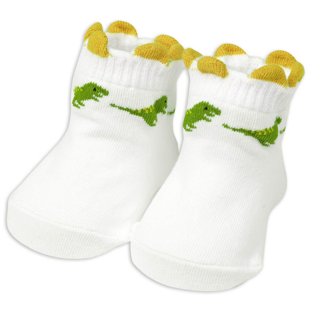 新生兒襪子-恐龍-米白色 (7~9cm)