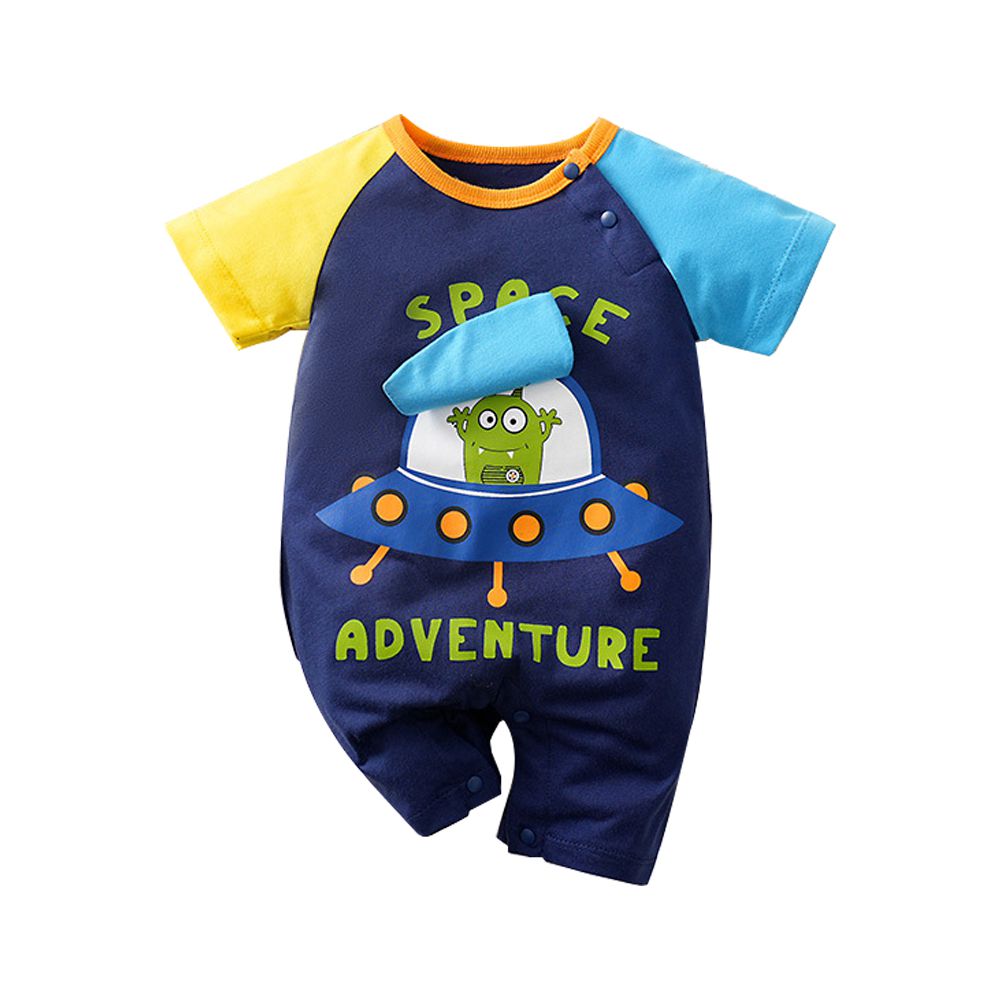 棉質短袖包屁衣 短袖嬰兒服-UFO款