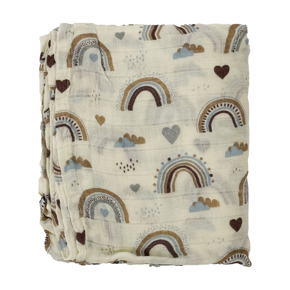 多功能紗布包巾 大尺寸 雙層竹棉包巾 蓋被-彩虹 (120*110cm)